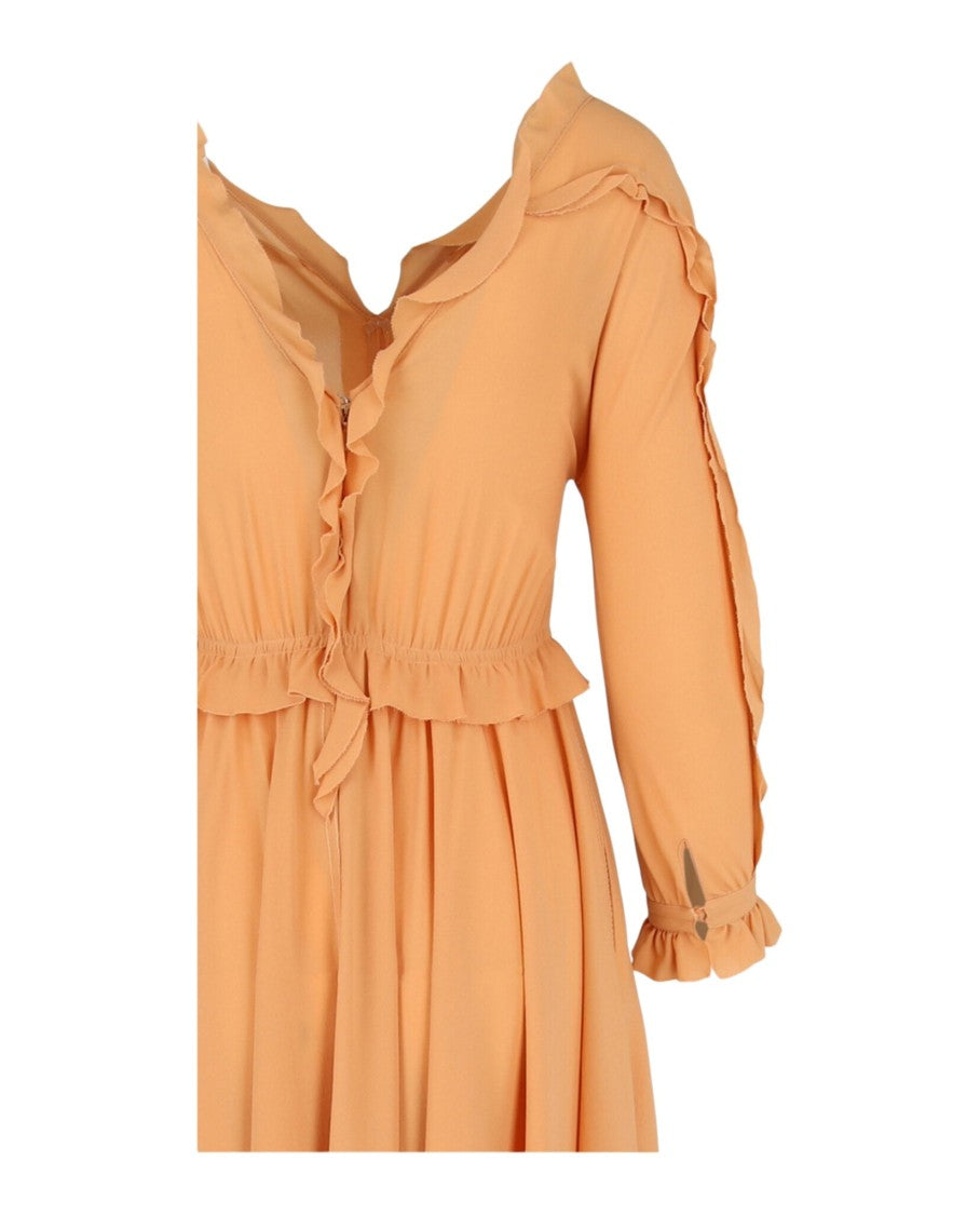 Bottega Veneta Georgette Dress With Ruffle Embellishments