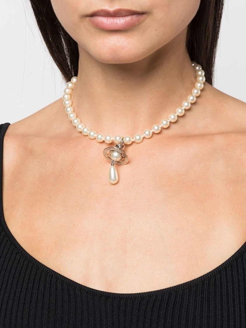 Vivienne Westwood Pearl And Silver-Toned Planet Necklace