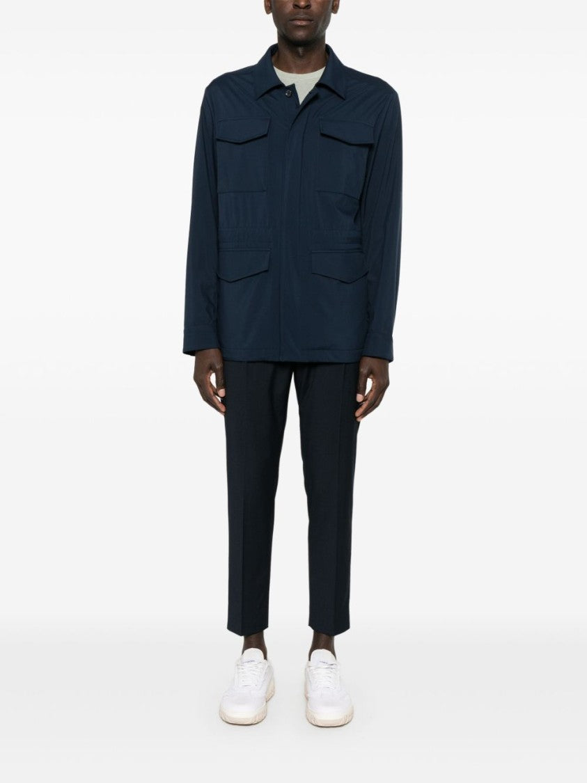 Paul & Shark Navy Blue Jacket With Concealed Fastening And Flap Pockets