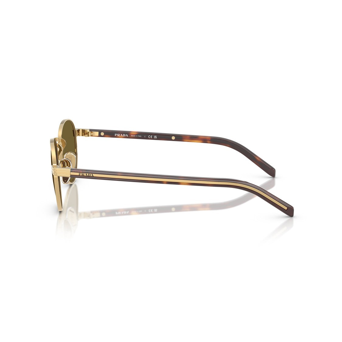 Prada 0Pr B52s Round Frame Gold-Tone Metal Sunglasses