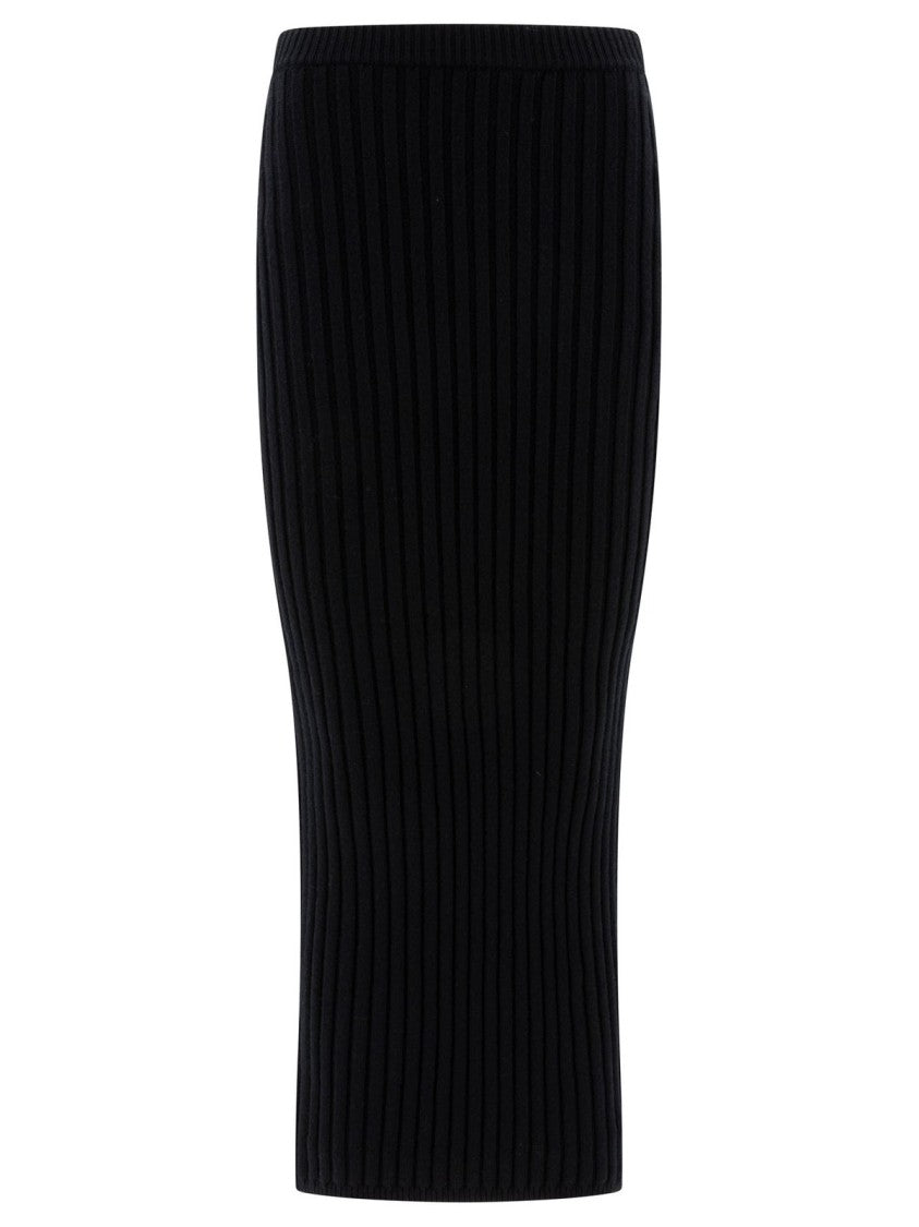 Max Mara Ribbed Black Midi Skirt