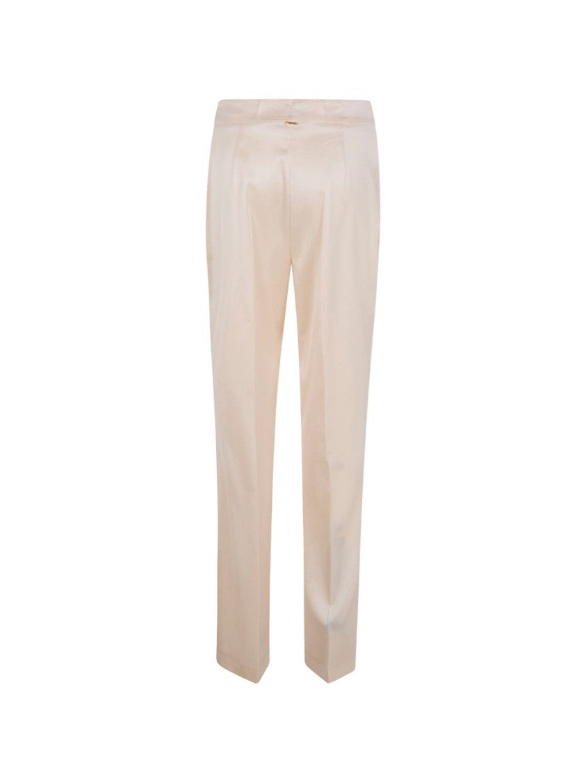 Twin-Set Beige Pleated Straight-Leg Pants
