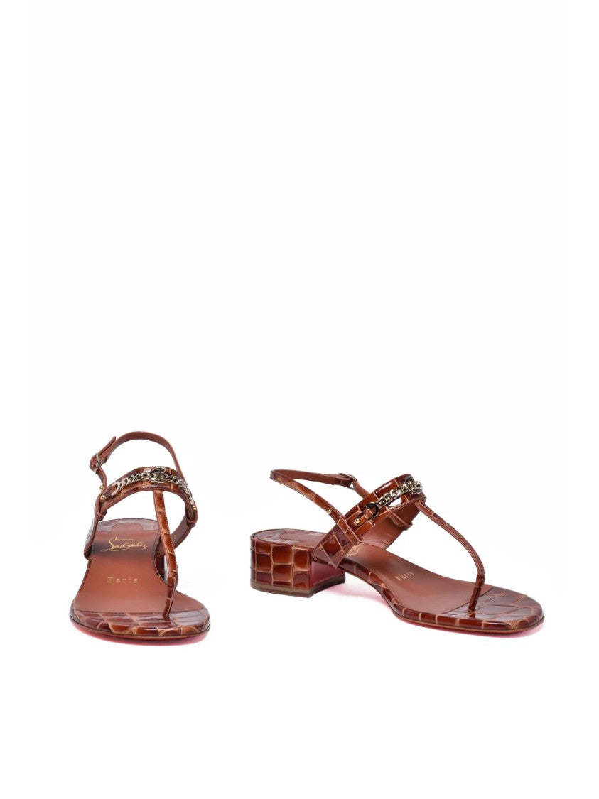 Christian Louboutin Mj Thong 25 Cognac Crocodile Leather Sandals