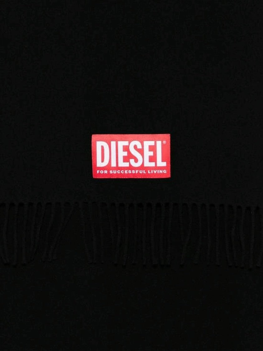 Diesel Long Rectangular Scarf With Fringed Edges