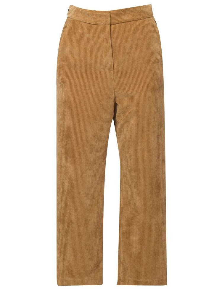 Max Mara High-Waisted Cotton Corduroy Trousers With Tailored Design