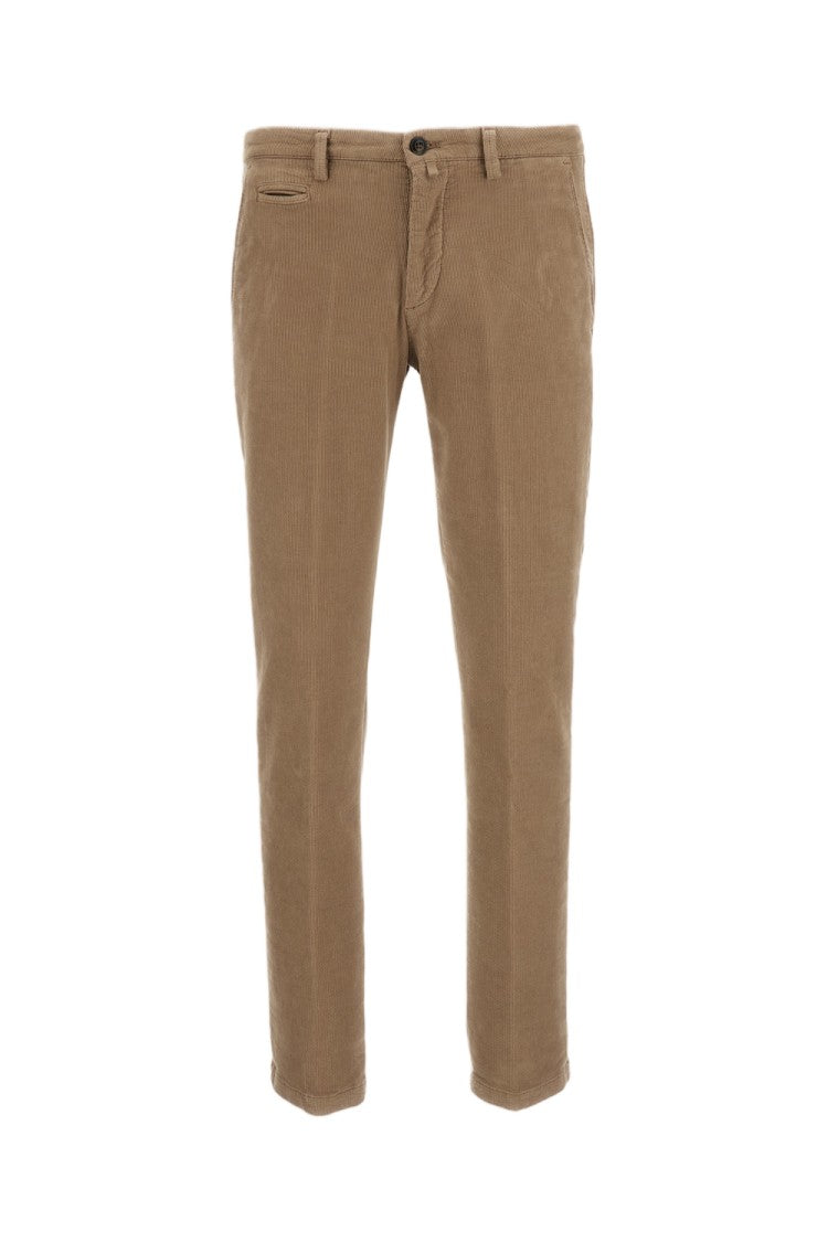 Briglia 1949 Beige Moleskin-Effect Cotton Twill Straight-Leg Pants