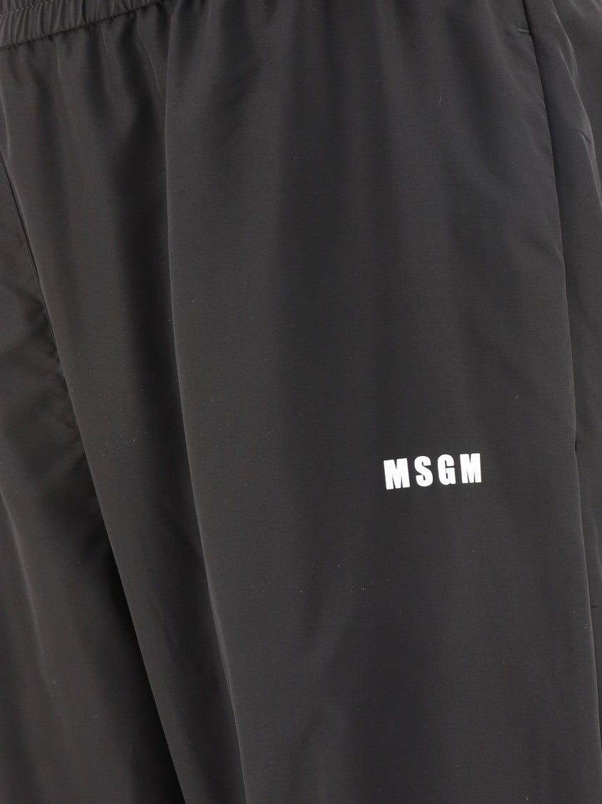 Msgm Relaxed Fit Black Joggers With Mid-Rise Waist