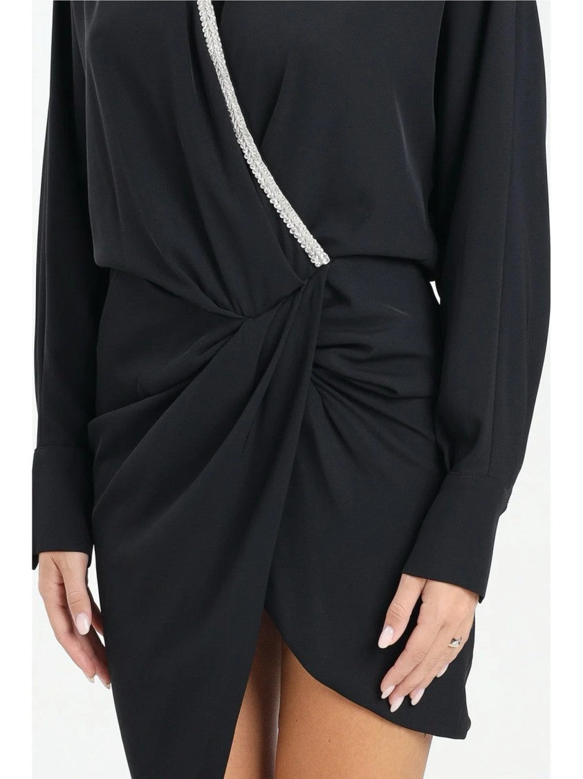 Alma Sanchez Asymmetric Batwing Sleeve Mini Dress