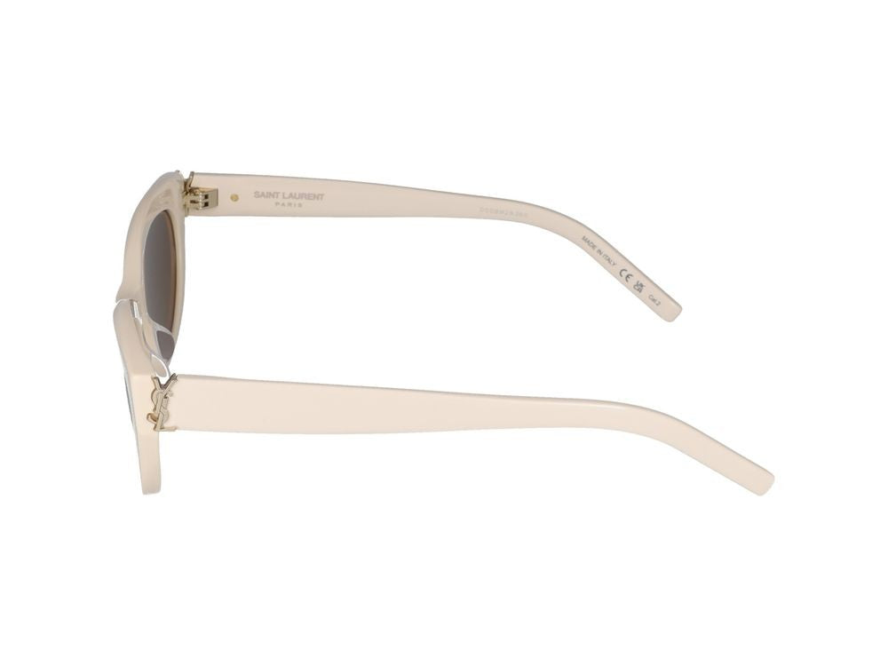 Saint Laurent Ivory Glossy Acetate Cat-Eye Sunglasses