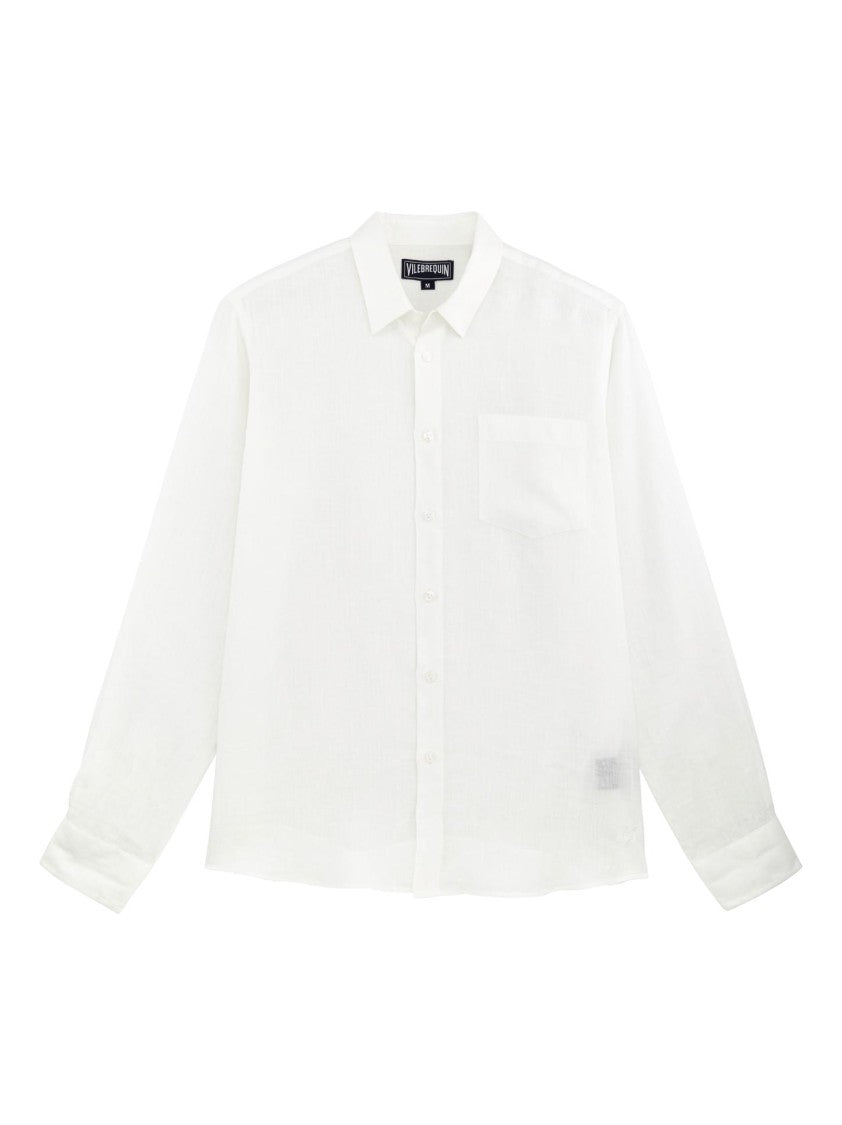 Vilebrequin Button-Down White Linen Shirt