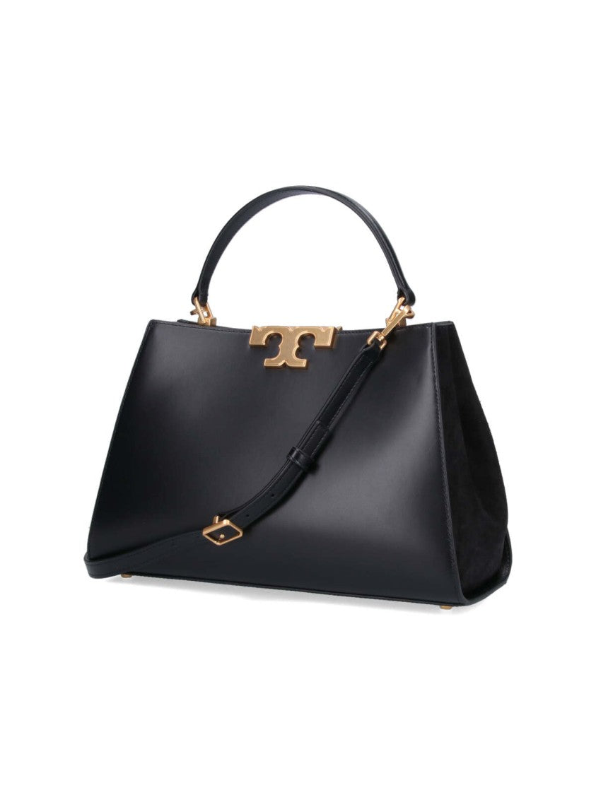 Tory Burch "Eleonor" Large Shoulder Bag In Black Leather