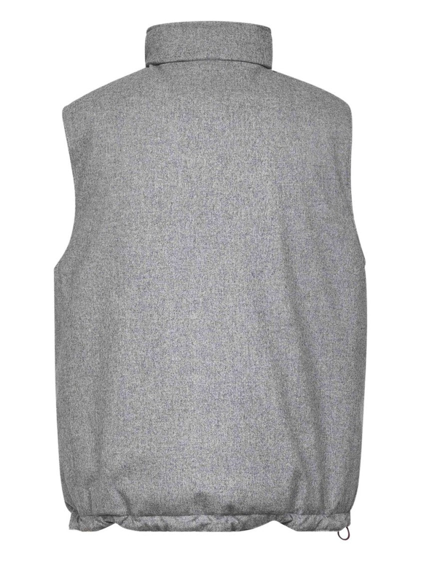 Brunello Cucinelli Sleeveless Vest-Style Coat With High Collar And Adjustable Hem