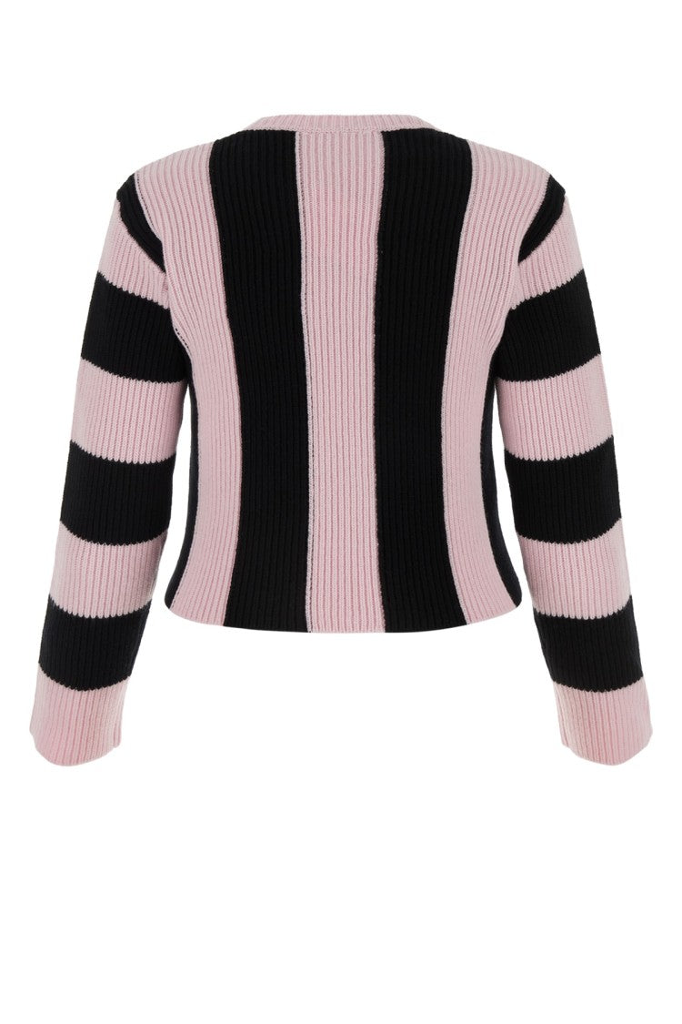 Valentino Garavani Cropped Ribbed Sweater With Bold Stripes