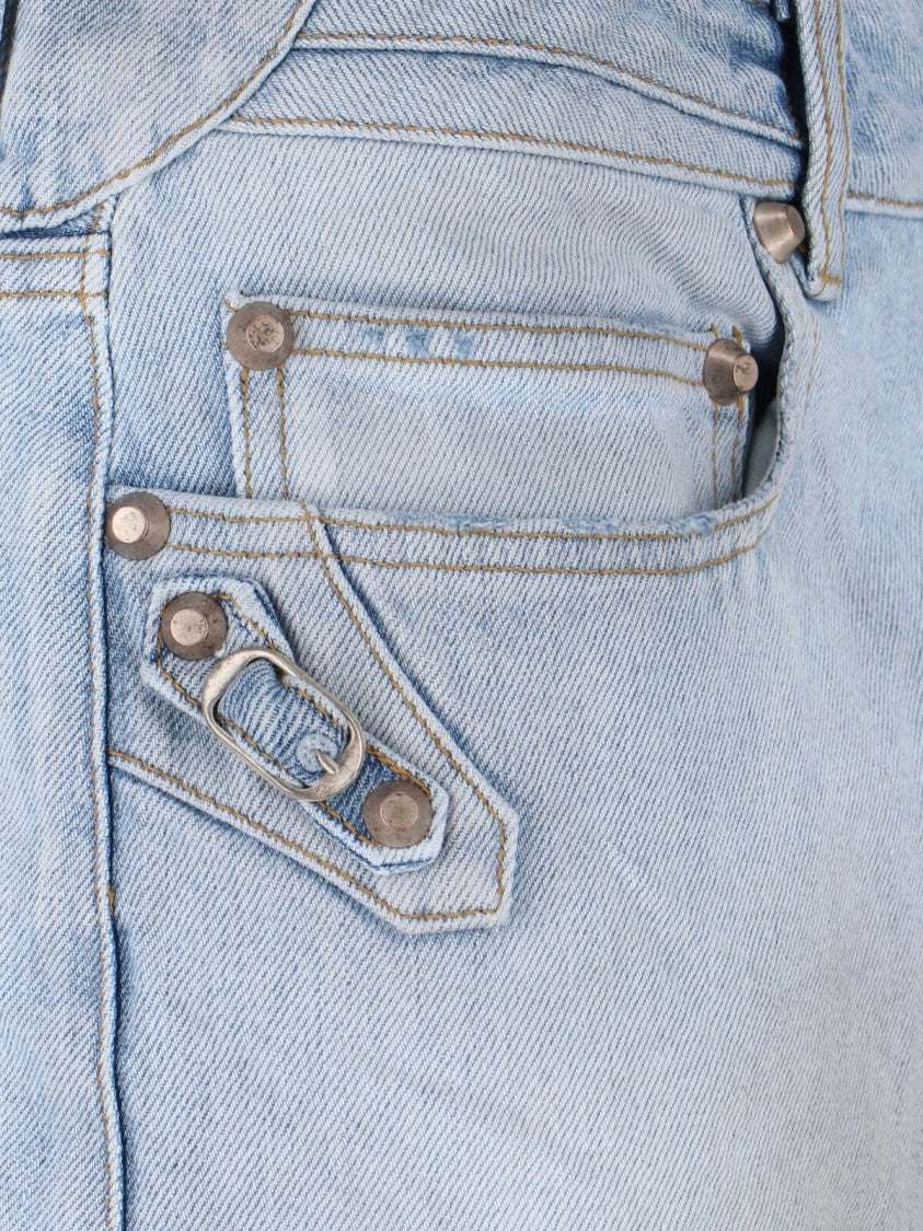 Balenciaga "Le City" Mini Skirt In Light Blue Cotton Denim