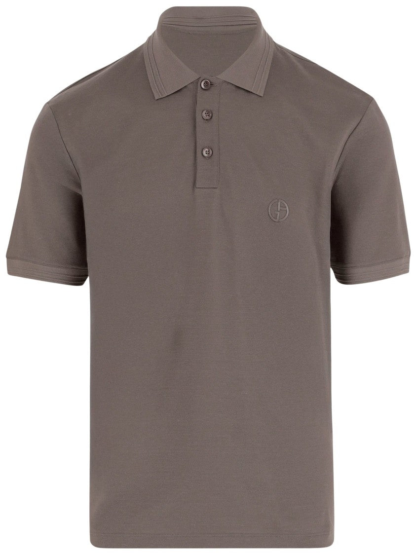 Giorgio Armani Silk And Linen Blend Polo Shirt With Logo