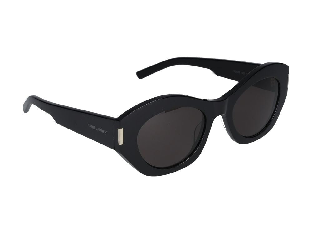 Saint Laurent Black Glossy Oversized Geometric Sunglasses
