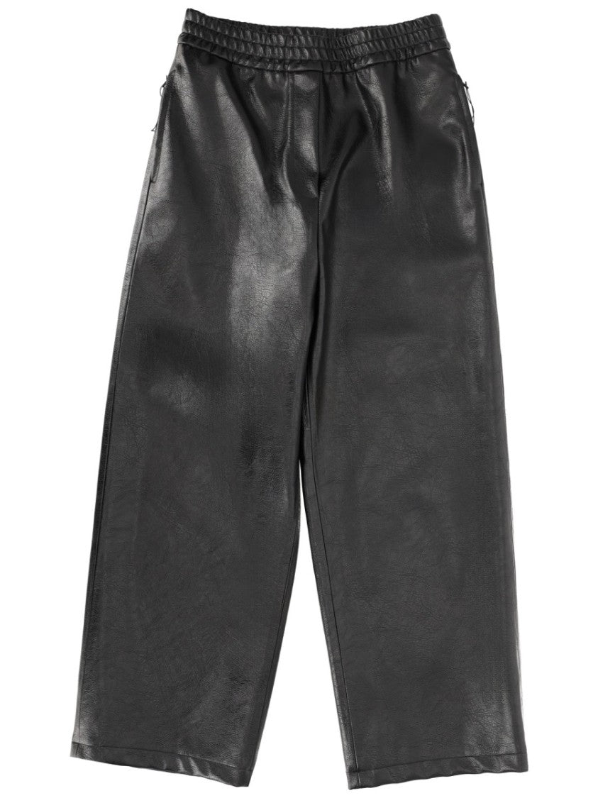 Msgm Black Viscose-Blend Leather-Like Sweatpants