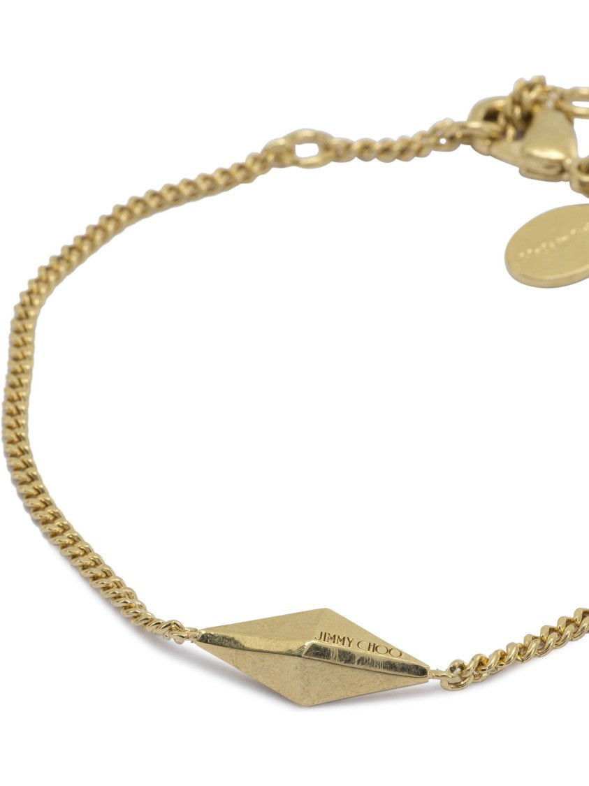 Jimmy Choo Delicate Gold Bracelet With Elongated Diamond Charm
