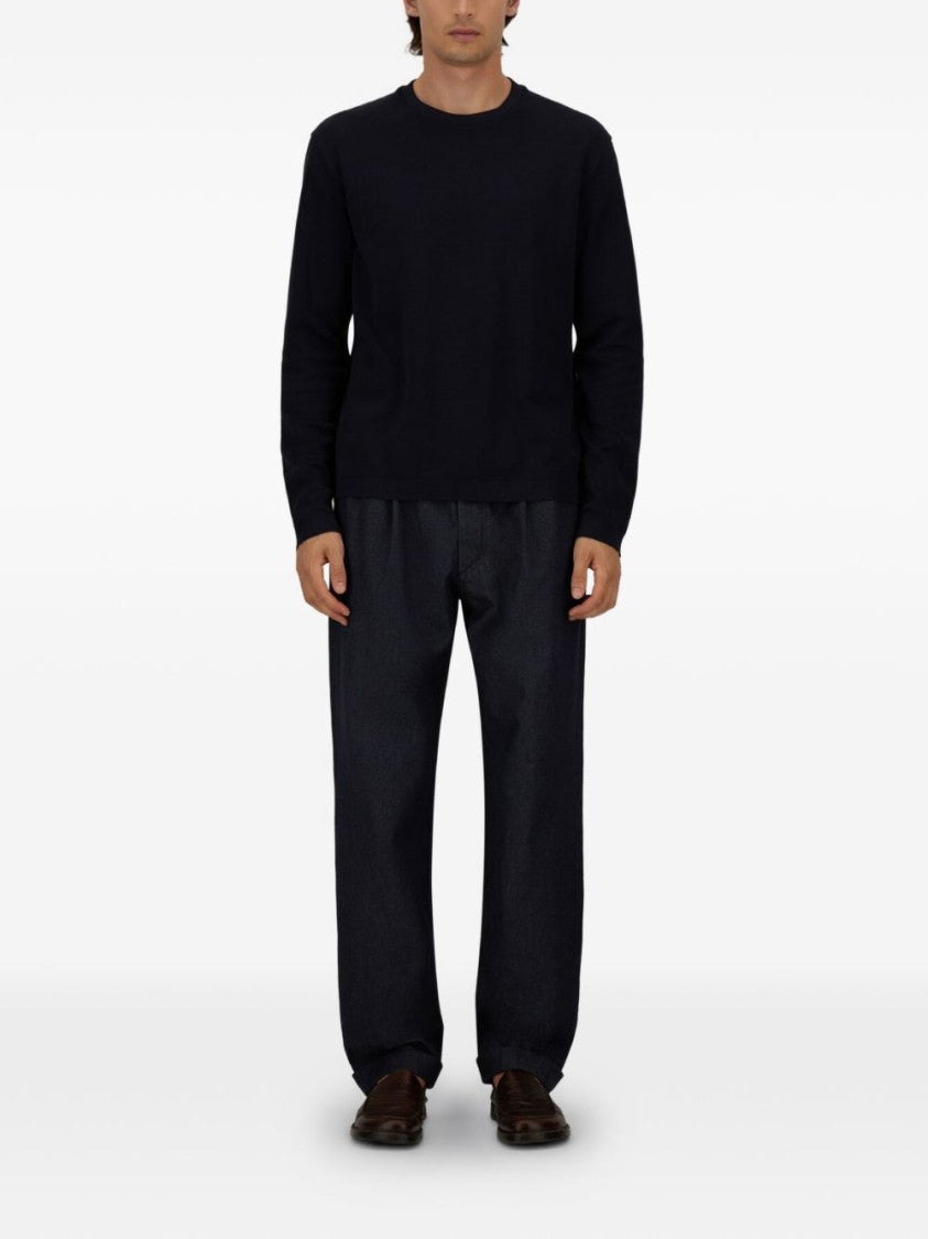 Herno Blue Cotton Crew Neck Sweater