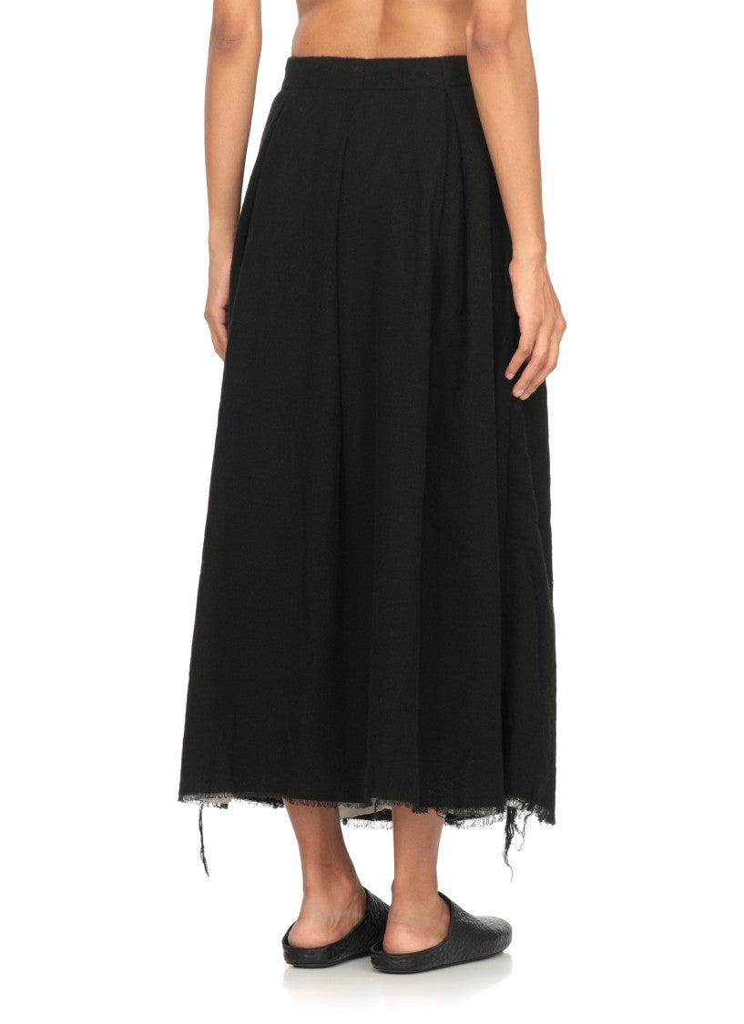 Uma Wang Midi-Length Flared Skirt With Hook And Button Closure