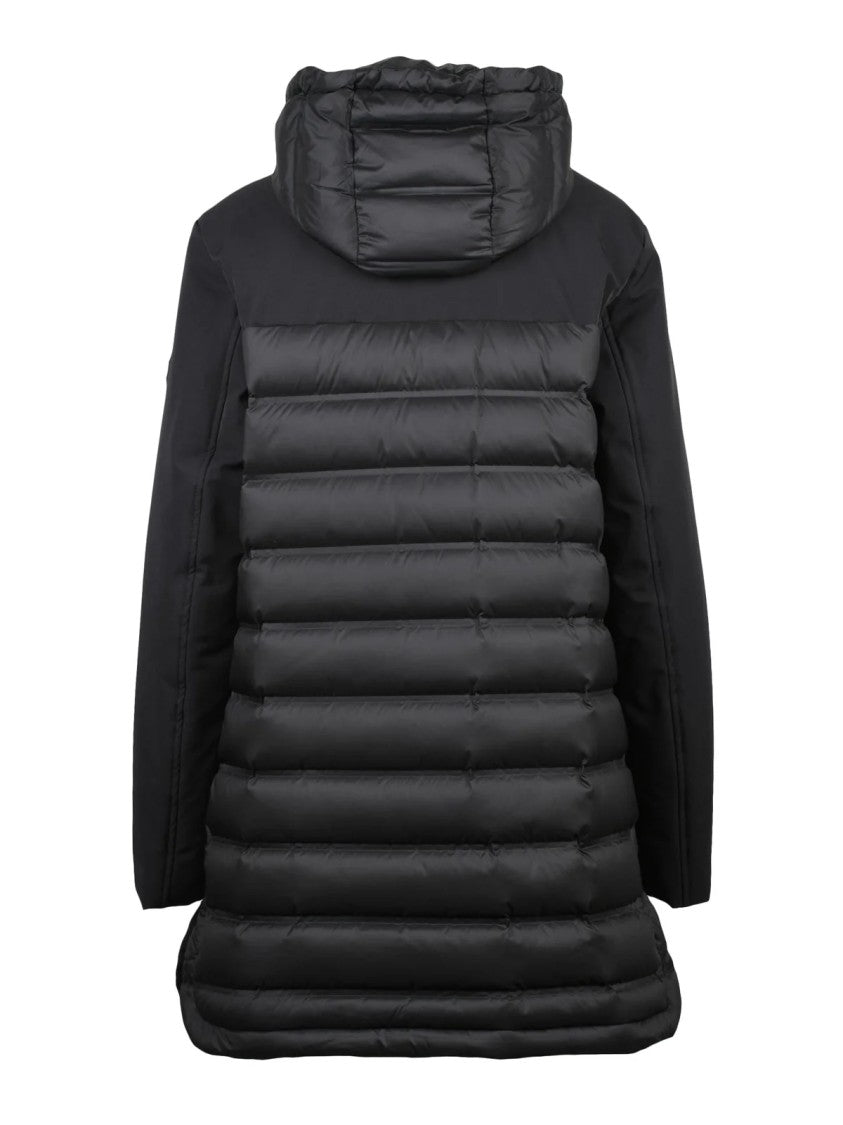 Hox Black Quilted Long Polyamide Down Jacket