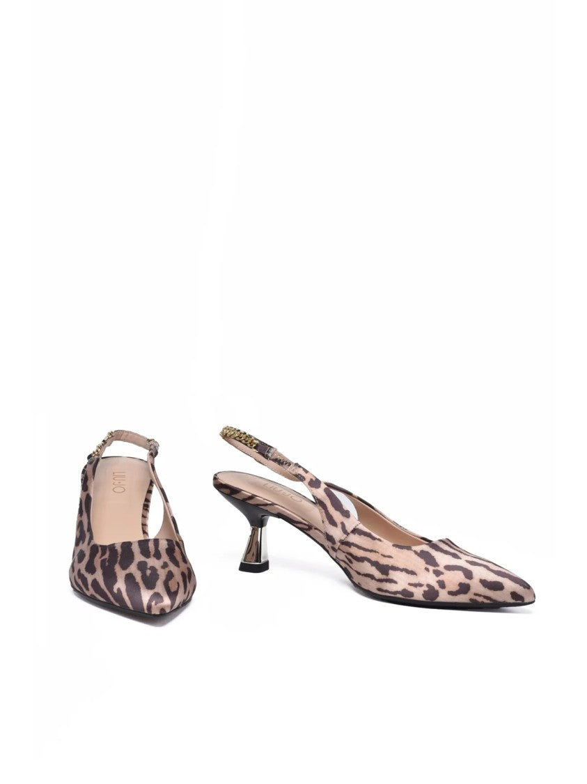 Liu Jo Leopard Print Satin Chain Pump