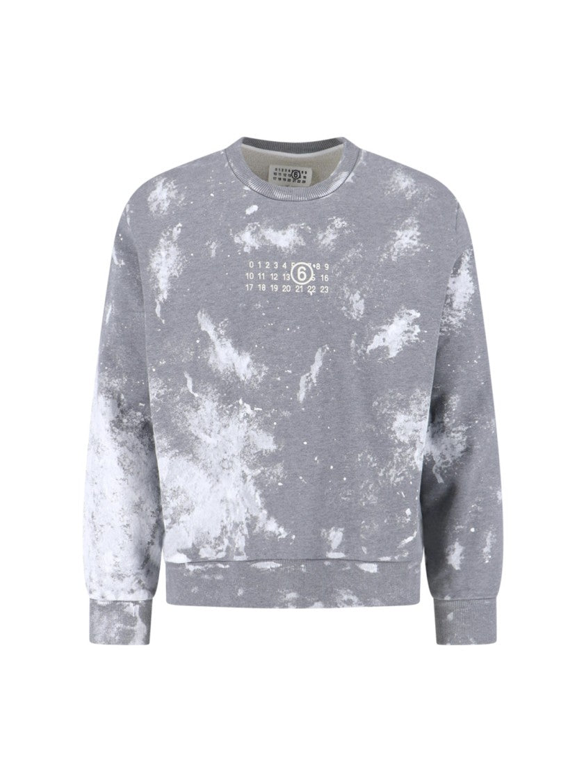 Mm6 By Maison Margiela Grey Tie-Dye Printed Logo Cotton Sweatshirt
