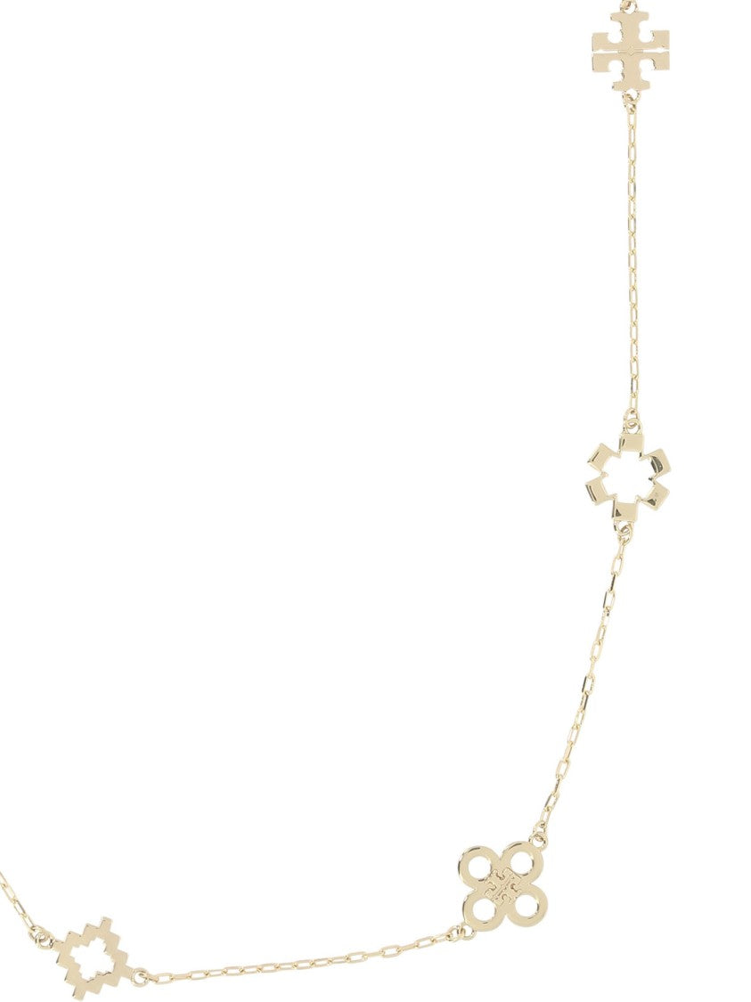 Tory Burch Geometric Motif Necklace With Cubic Zirconia Accents