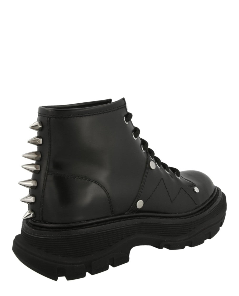 Alexander Mcqueen Leather Ankle Combat Boots