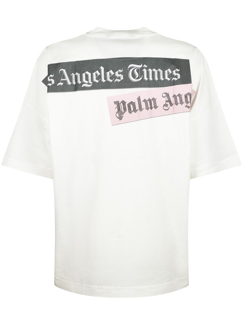 Palm Angels Oversized Newspaper Print T-Shirt With Contrasting Graphic
