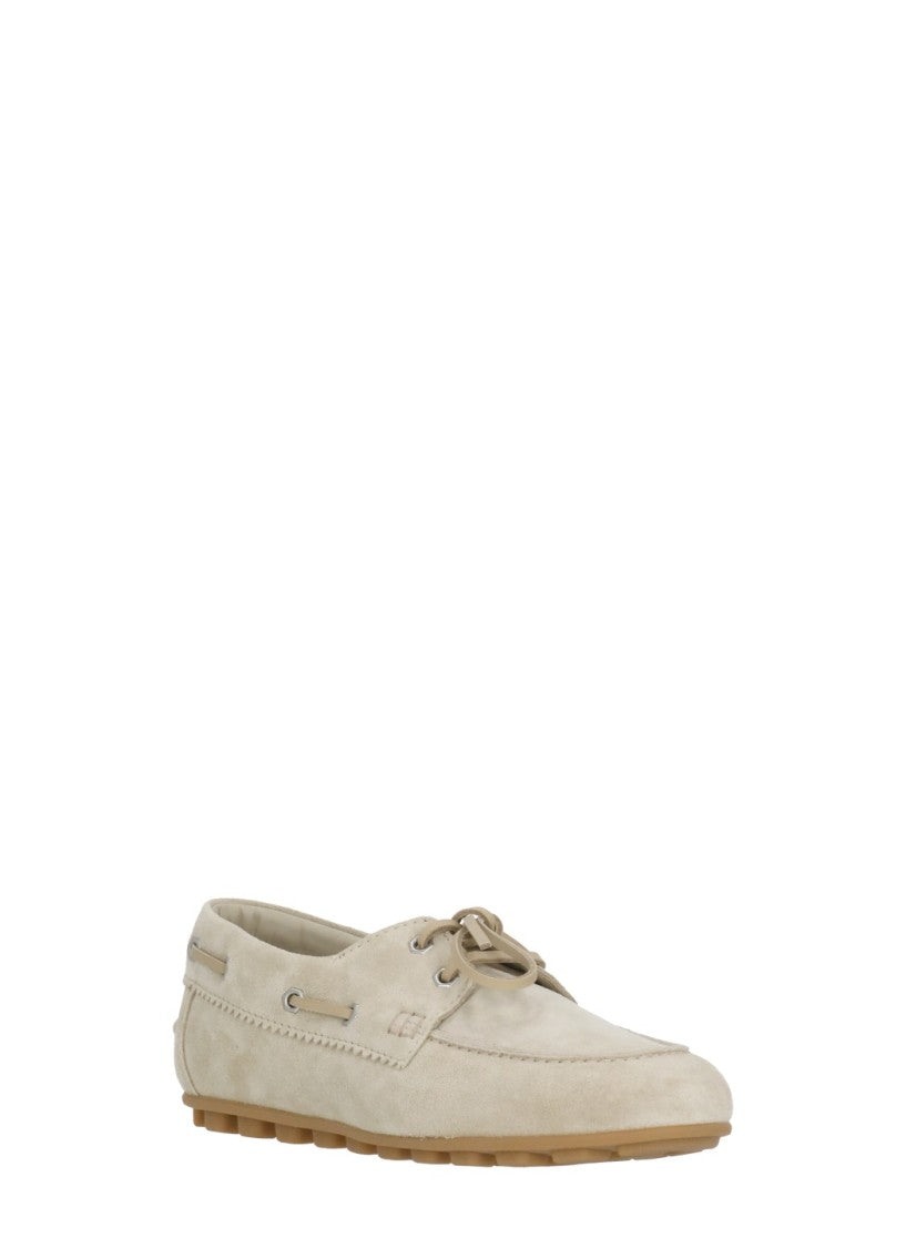 Hogan Beige Olympia Laced Suede Loafers