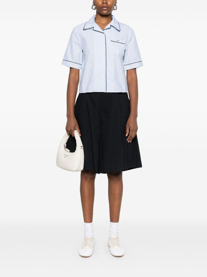 Prada Cropped Striped Shirt With Classic Collar