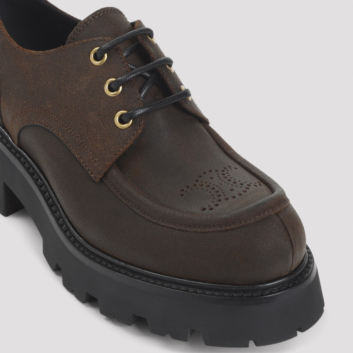 Celine Lace-Up Dark Brown Leather Shoes