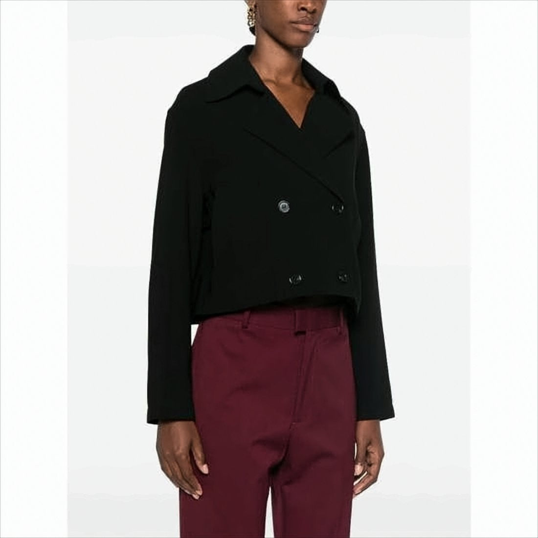 Theory Cropped Double-Breasted Jacket With Wide Lapel And Structured Fit