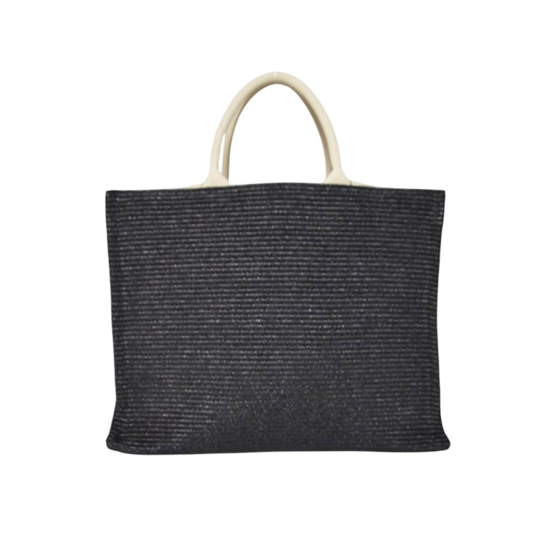 Marni Large Black Raffia-Effect Tote Bag