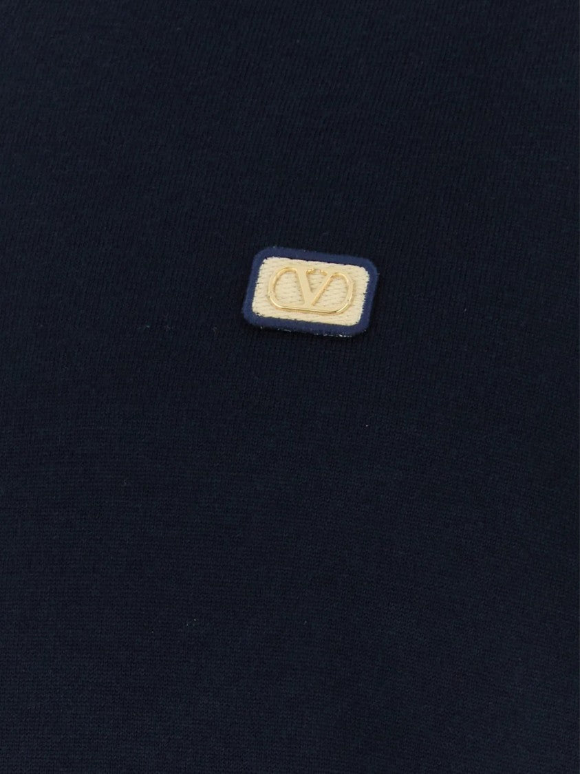 Valentino Dark Navy Logo Patch Sweater