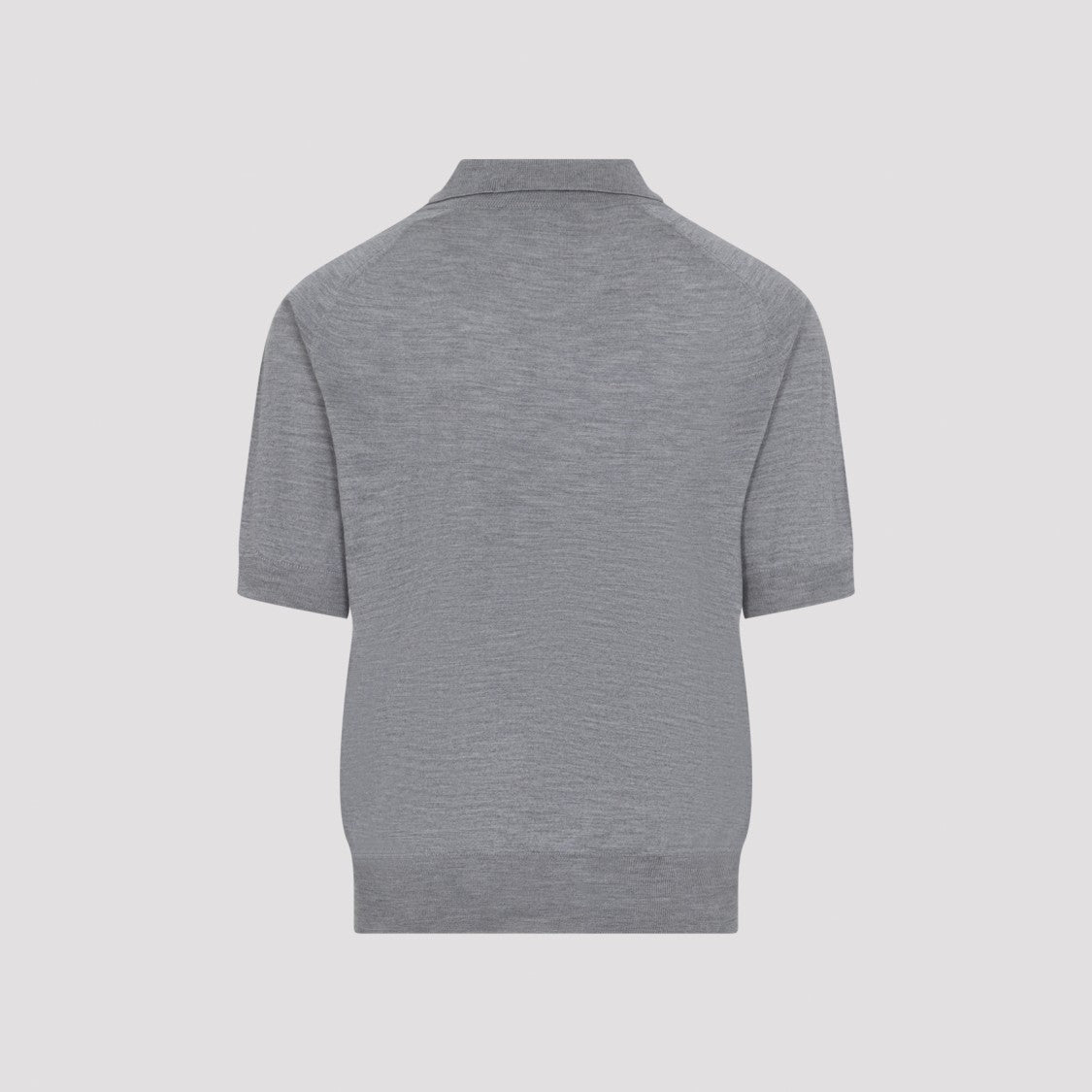 Ami Paris Heathered Grey Short-Sleeve Polo Shirt With Classic Collar
