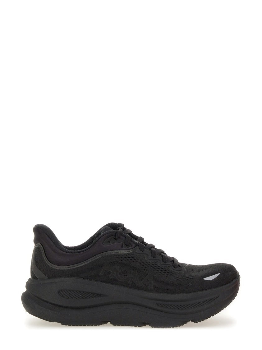 Hoka Sleek All-Black Sneakers With Cushioned Sole And Breathable Mesh Upper
