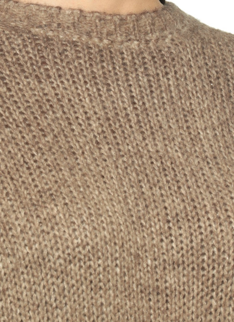 Avant Toi Melange Cashmere Sweater With Braided Texture And Ribbed Accents