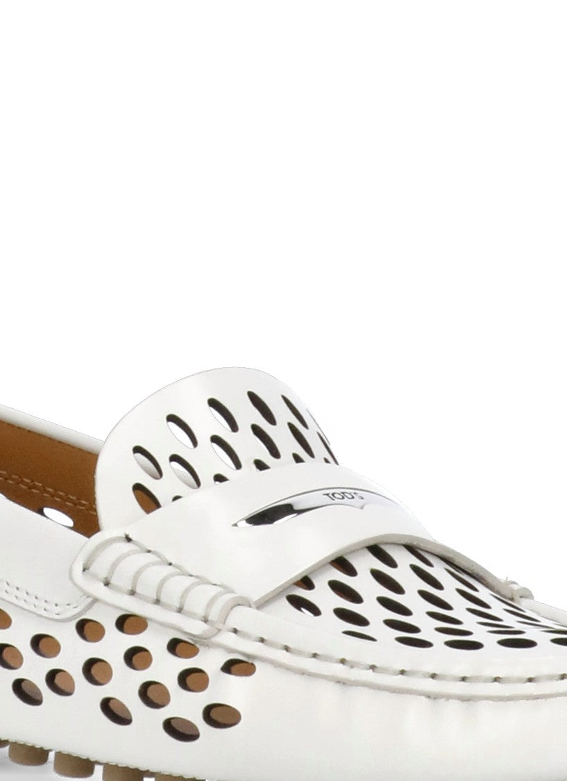 Tod's White Leather Loafers
