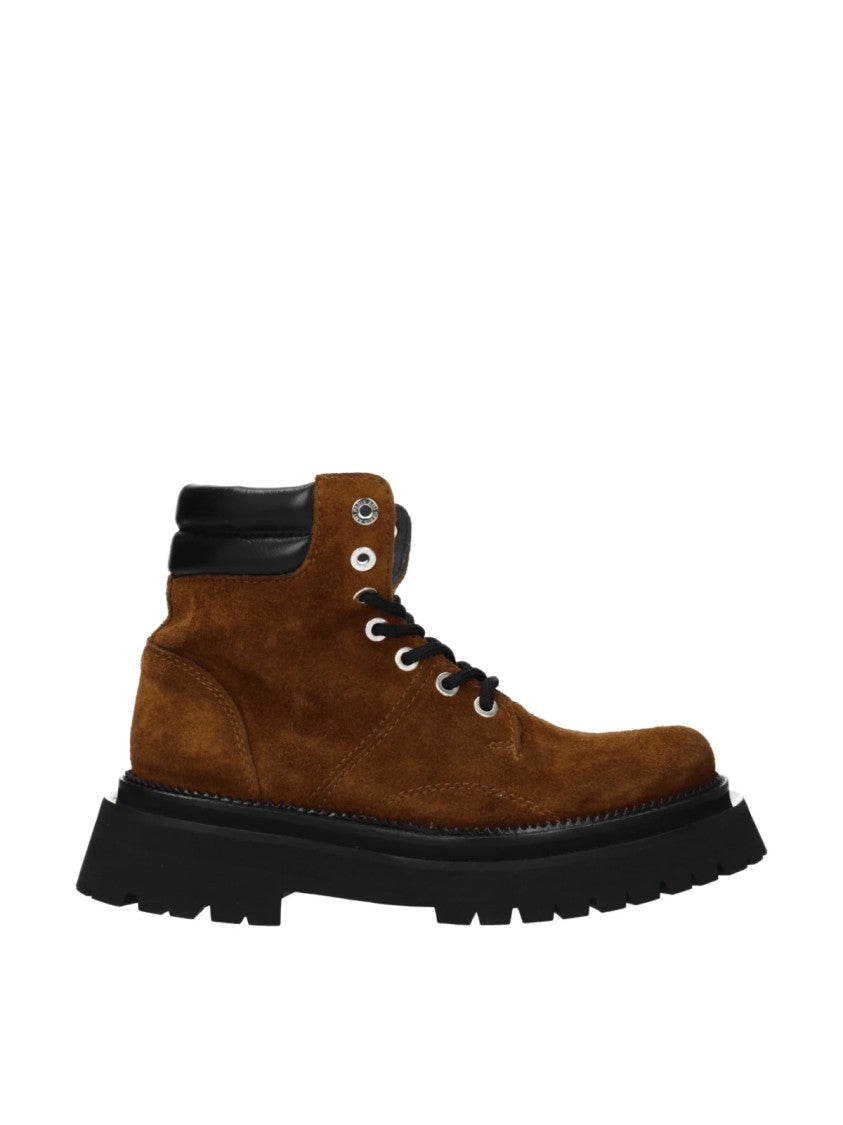 Ami Paris Lace-Up Suede Ankle Boots