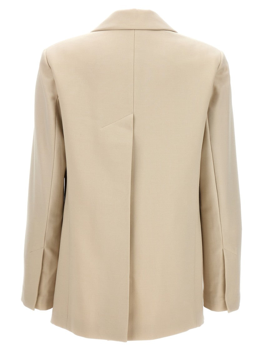 Helmut Lang Single-Breasted Logo Band Wool Blazer
