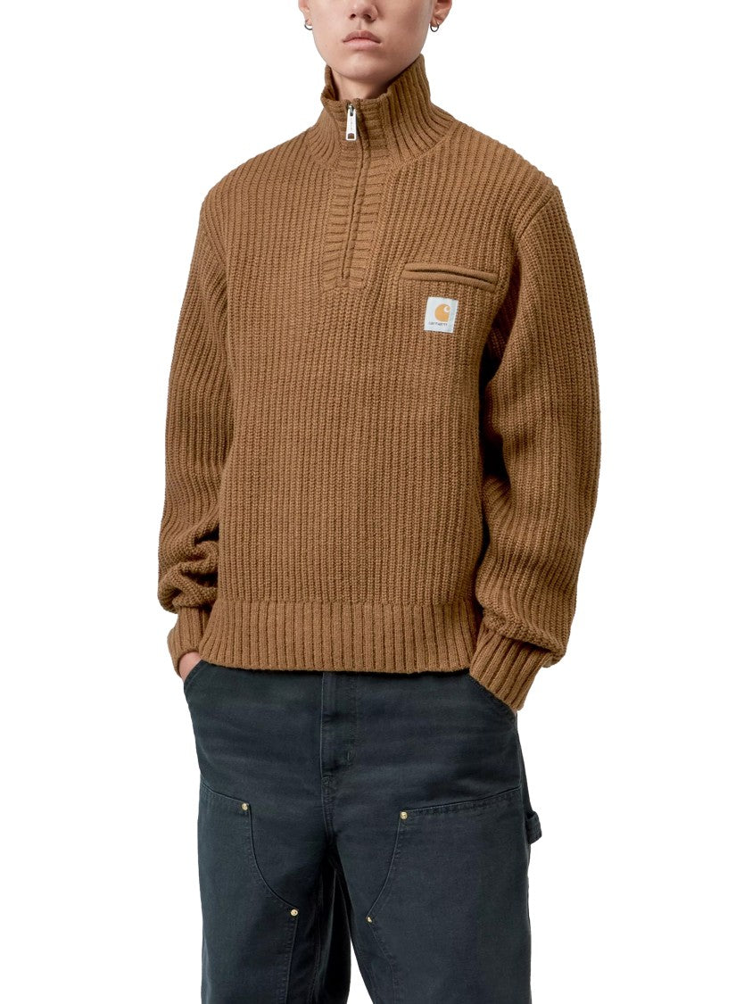 Carhartt Wip Detroit Half Zip Sweater With Ribbed Knit And Chest Pocket