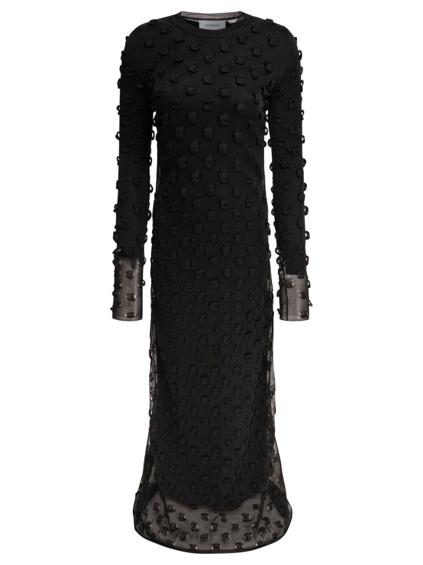 Max Mara Fitted Black Dress With Sheer Overlay