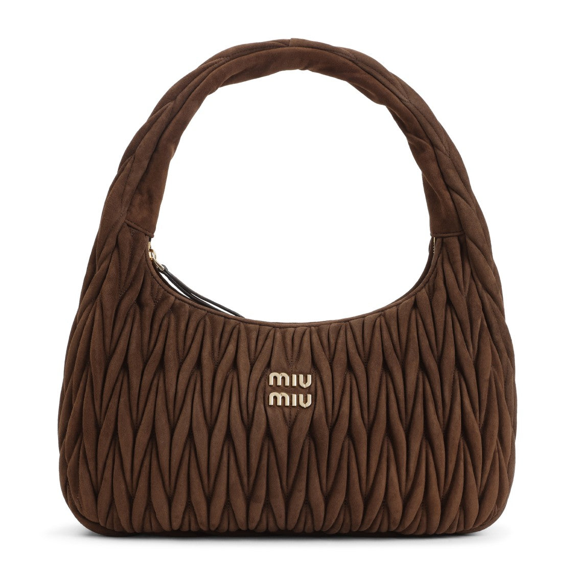 Miu Miu Quilted Suede Handbag With Spacious Interior