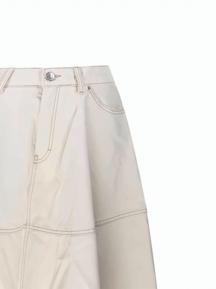 Ami Paris Flared Midi Skirt With Seam Detailing