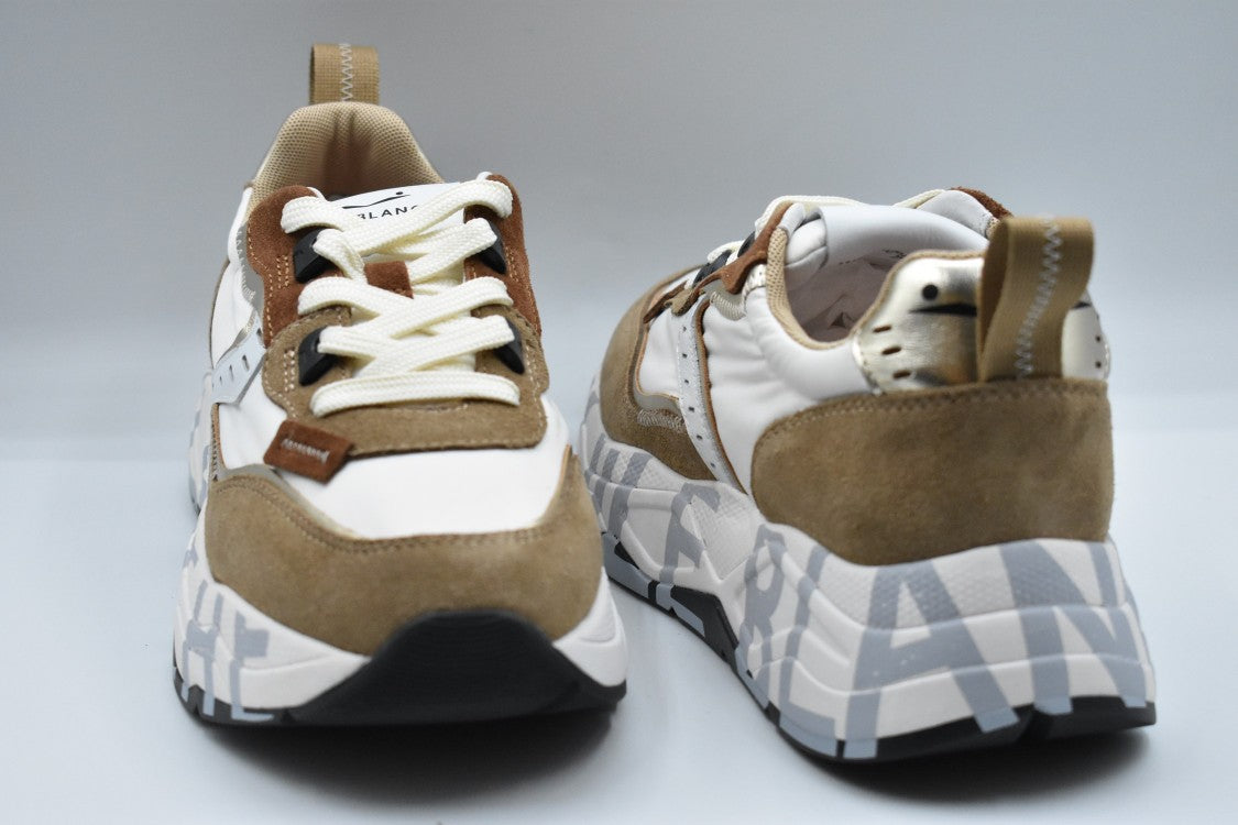 Voile Blanche Brown Textured Lace-Up Sneakers