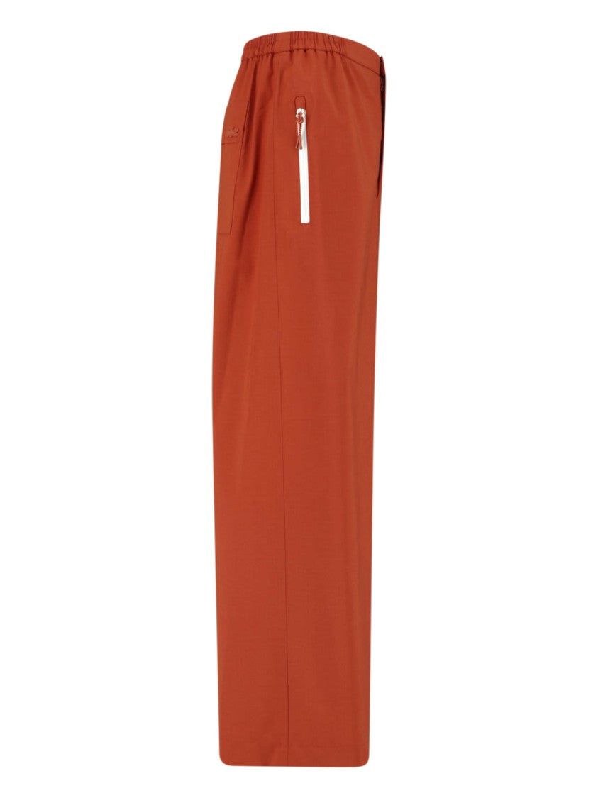 Lacoste Orange Wide-Leg Taffeta Elastic Trousers