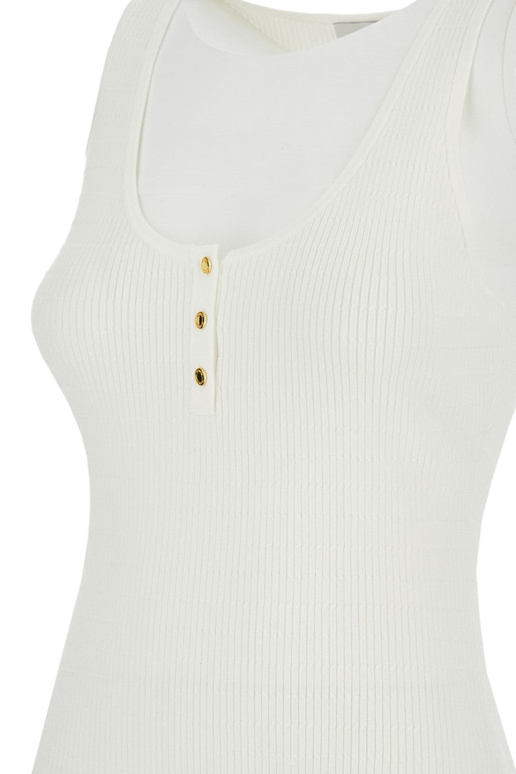 Elisabetta Franchi Ribbed Knit Top With Gold-Tone Button Details