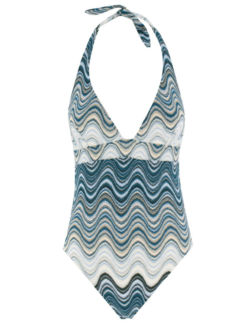 Mc2 Saint Barth One-Piece Swimming Costume With Deep V-Neckline